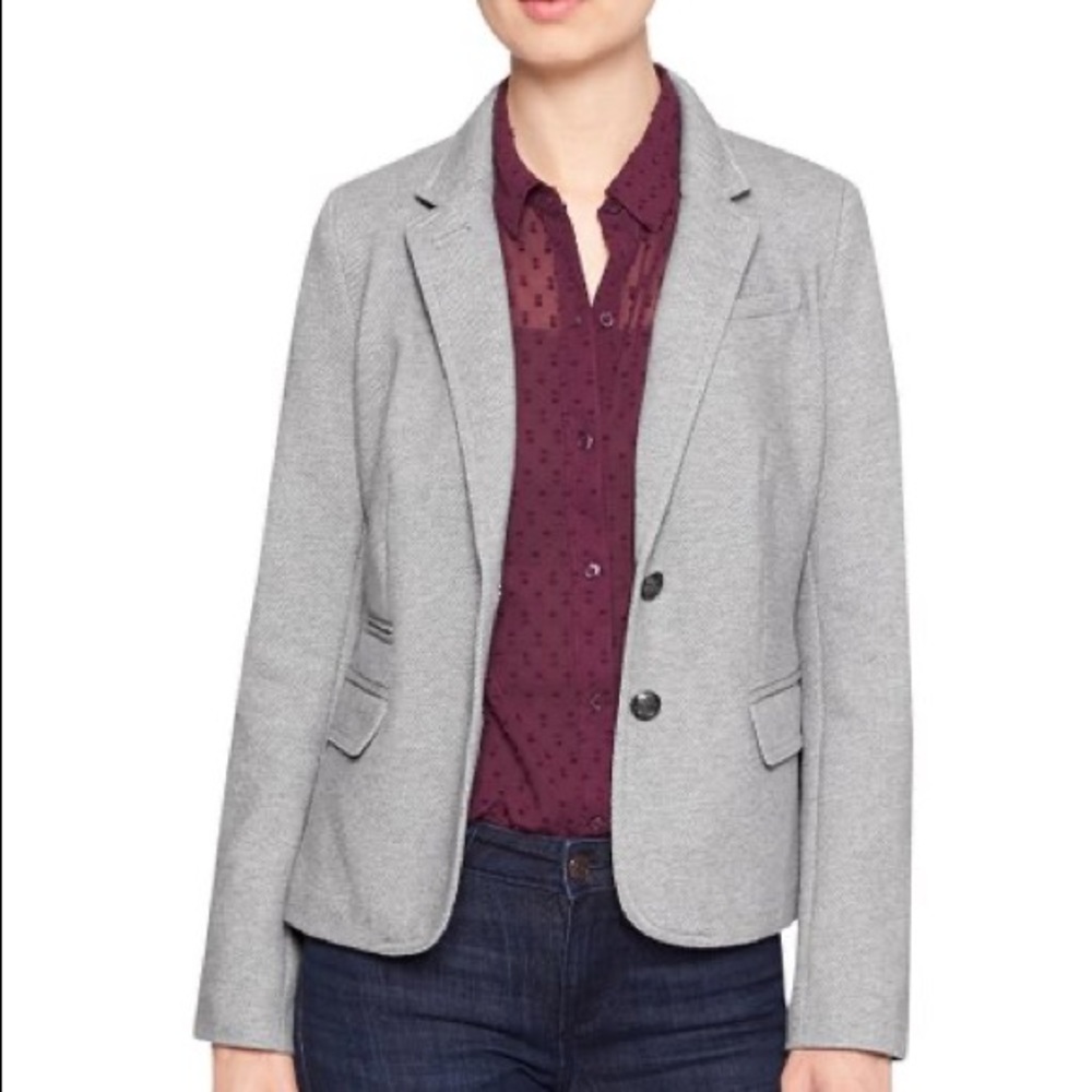 Banana Republic Light Heather Gray Knit Academy Blazer